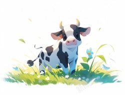 奶牛可爱扁平插画素材