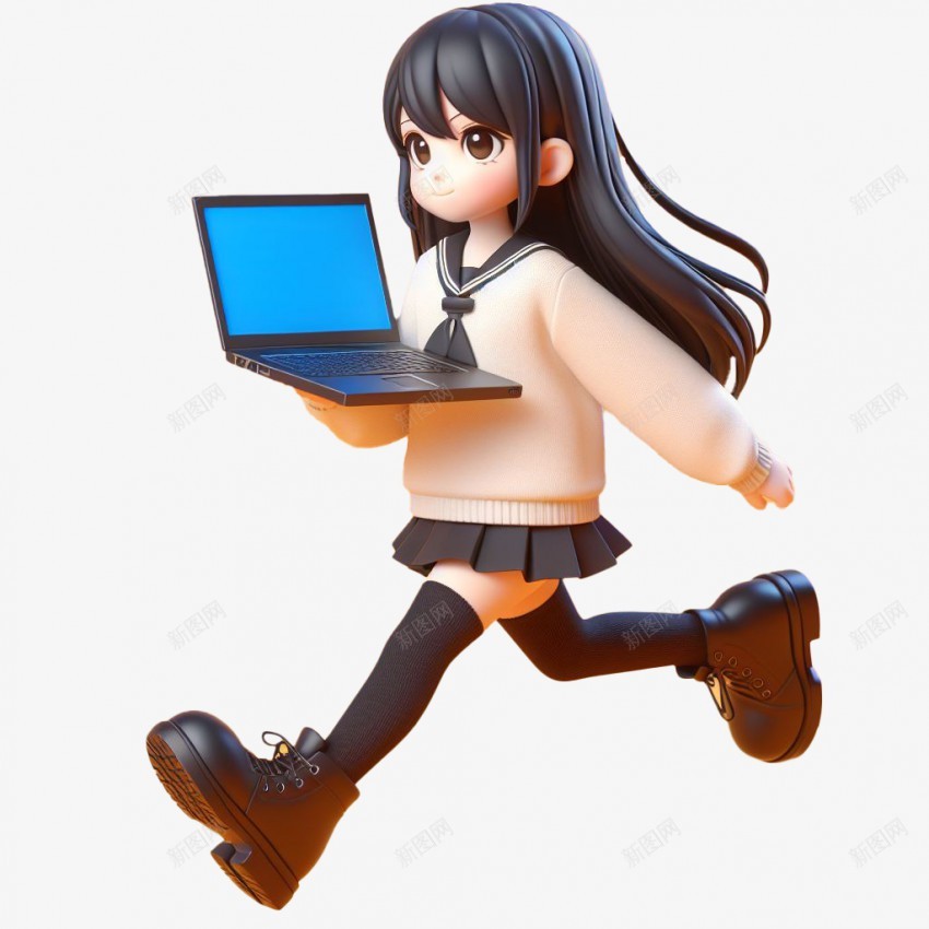 手拿笔记本大步走路的3D女孩png免抠素材_88icon https://88icon.com 3D女孩 手拿笔记本的女孩 女孩 大步向前