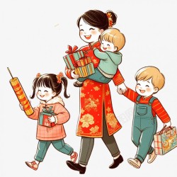 回娘家插画大年初二回娘家插画风高清图片