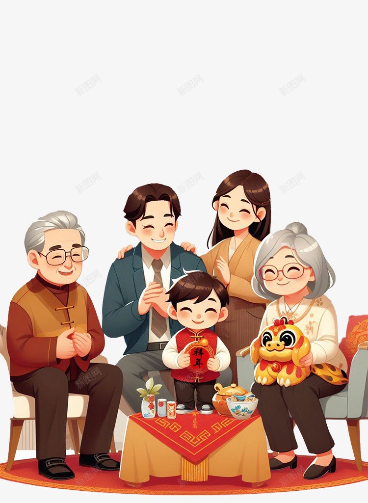 一家人春节拜年png免抠素材_88icon https://88icon.com 一家人 春节 拜年 新年元素 新年插画 2024 大年初一