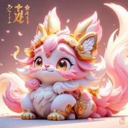 2024粉色可爱IP狐狸宝宝3尾形象设计2素材
