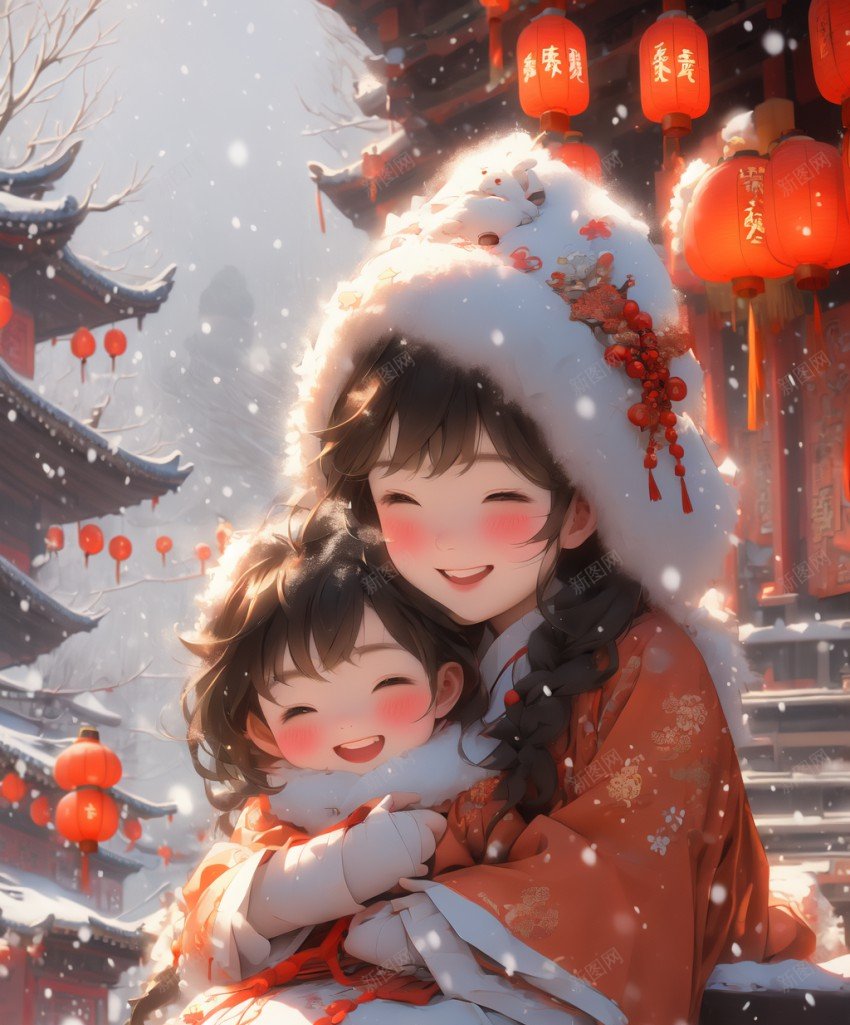 女人与小孩下雪天依偎在一起新年氛围图png_88icon https://88icon.com 下雪天 原创海报 女人 小孩 新年 新春 氛围