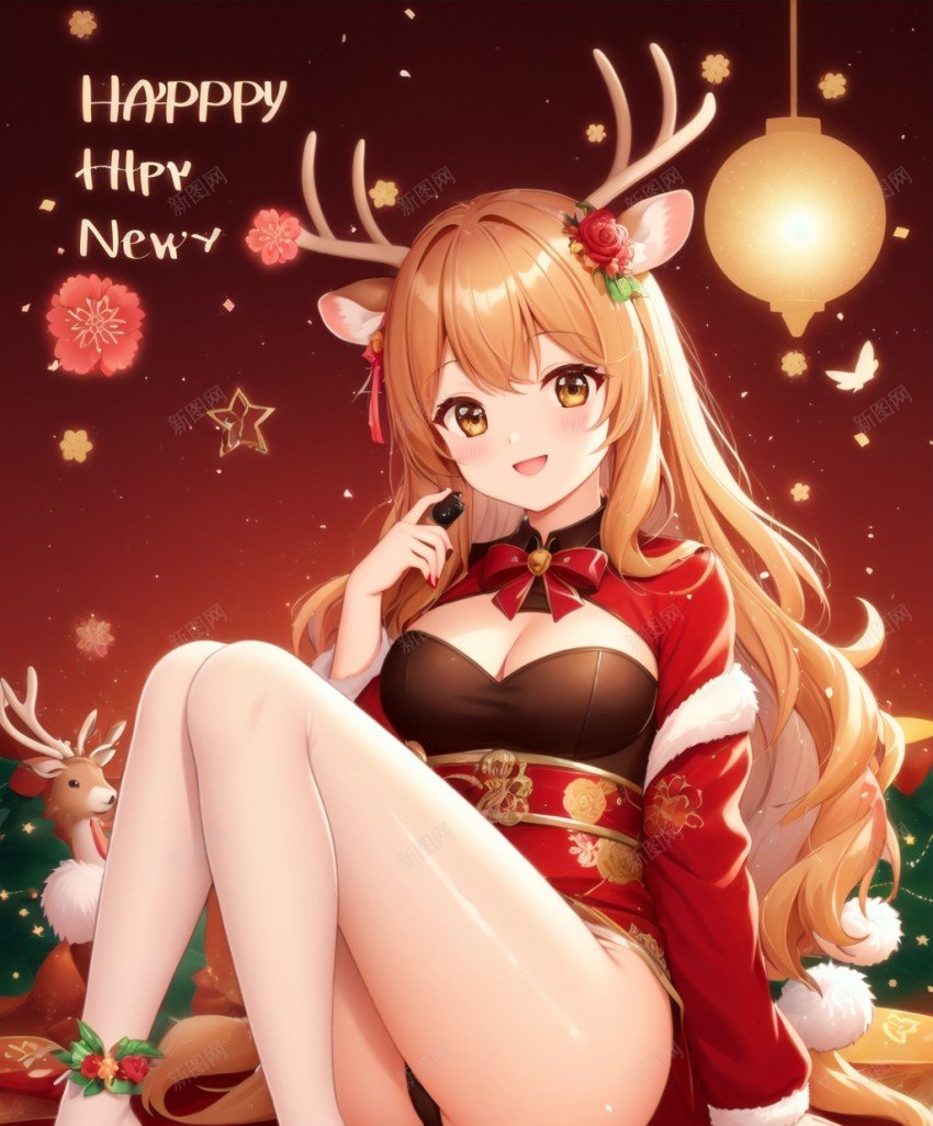 小鹿女孩新年氛围海报png_88icon https://88icon.com 原创海报 女孩 小鹿 新年 新春 氛围 海报