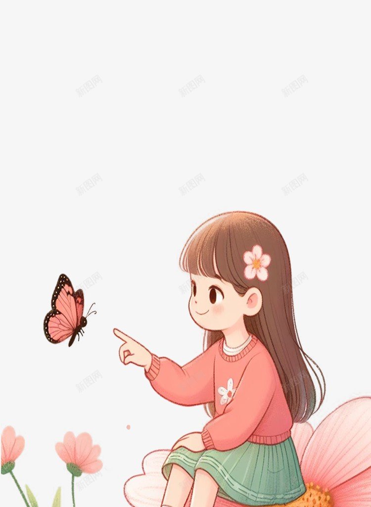 坐在花朵上的女孩插画png免抠素材_88icon https://88icon.com 坐在 花朵 女孩 插画 女孩 花朵 插画 蝴蝶 绿色 春天