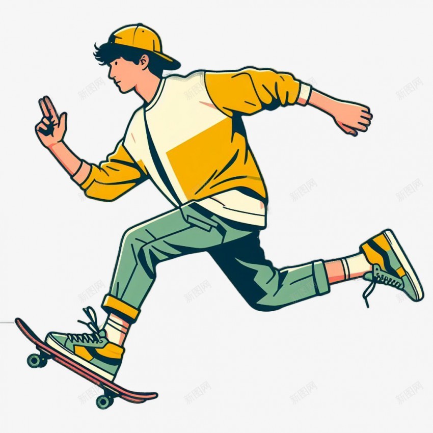 玩滑板的青年png免抠素材_88icon https://88icon.com 玩滑板 青年 插画青年 滑板 滑行 运动