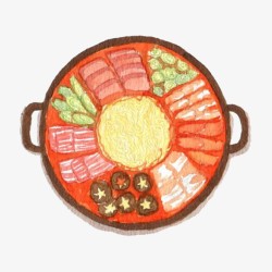 手绘美味食物火锅元素素材