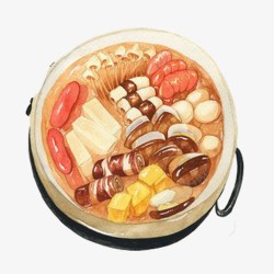 火锅加盟手绘美味食物火锅元素高清图片
