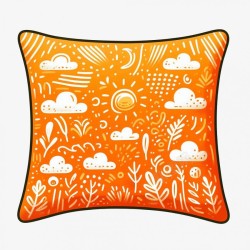 橘色白云靠背枕头素材