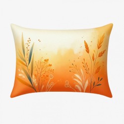 橘色的长方形花朵图案枕头素材