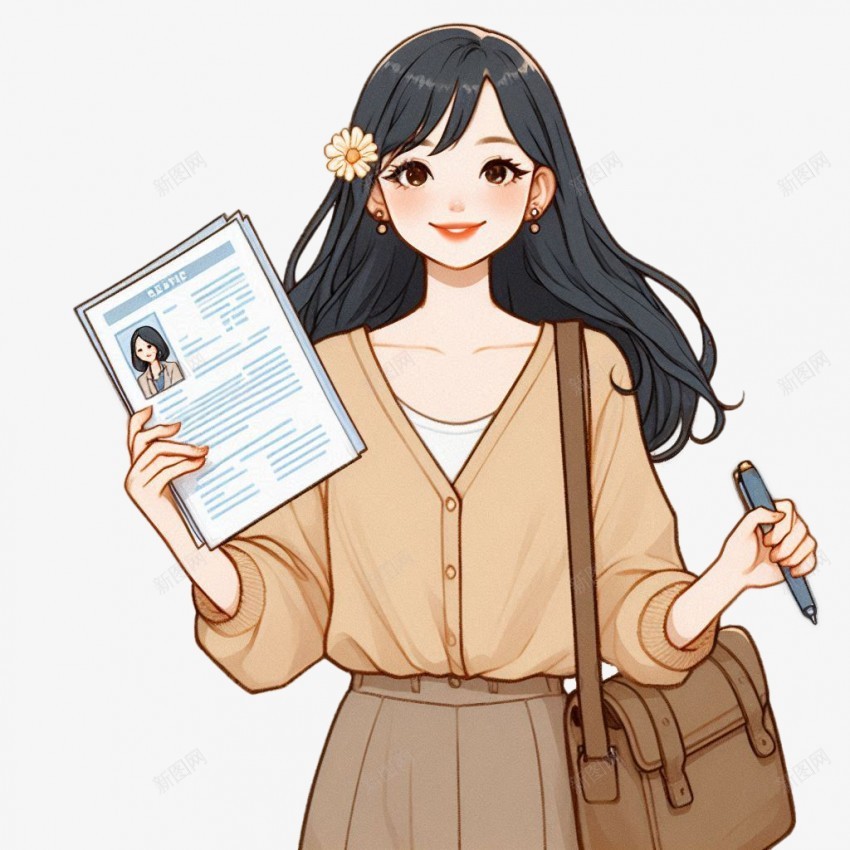 应聘的女孩png免抠素材_88icon https://88icon.com 应聘 招聘 应聘 手绘女孩 简历