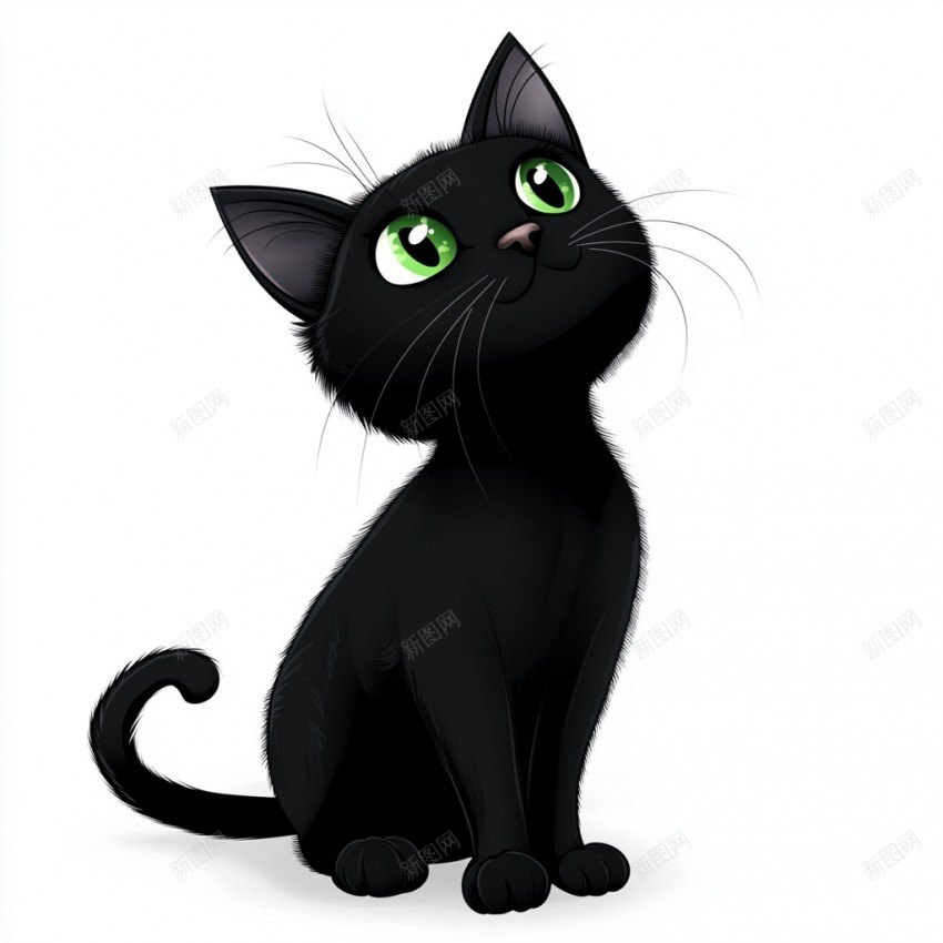 卡通小黑猫png免抠素材_88icon https://88icon.com 小黑猫 可爱 宝石眼 歪头猫 卡通猫