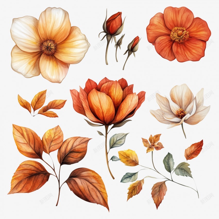 朵朵鲜花png免抠素材_88icon https://88icon.com 花卉 卡通花朵 白色 粉色 花束 金黄色 鲜花 绿叶 花骨朵 绿植黄色