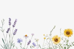 金色向阳花清新手绘花高清图片