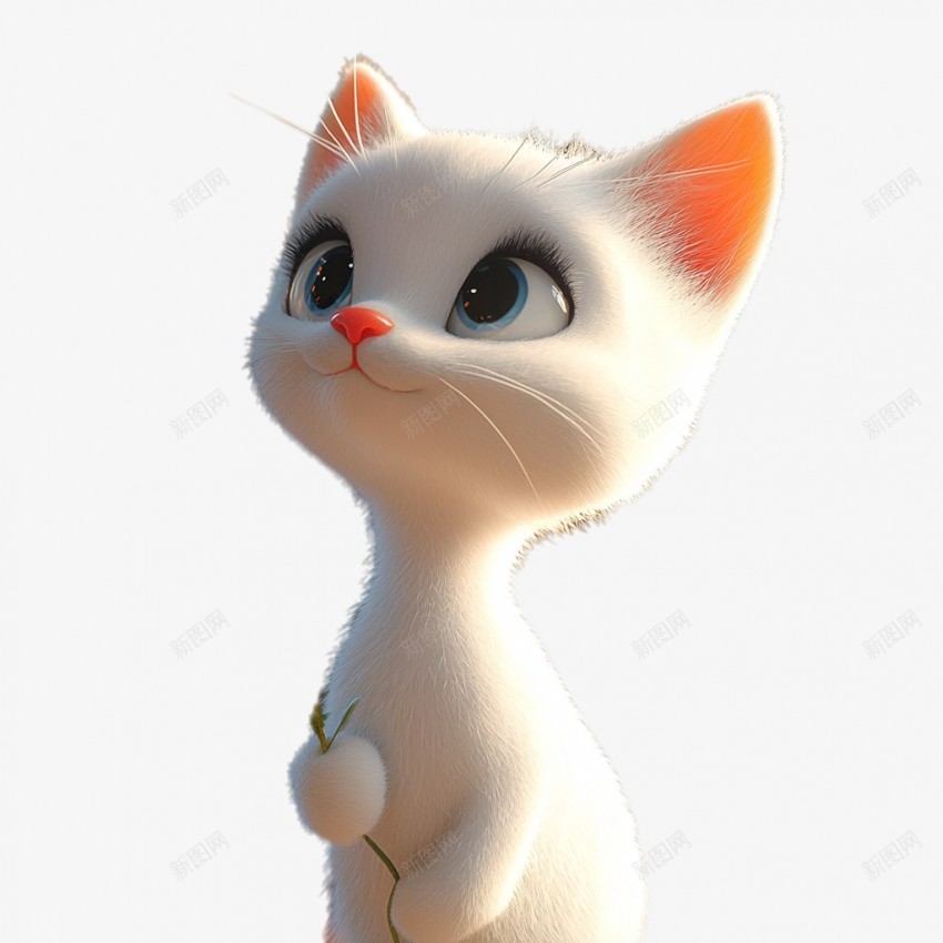 卡通动物小花猫png免抠素材_88icon https://88icon.com 猫元素 免抠 卡通动物 立体图案 宠物猫 粉白色 呆萌 小猫 微笑猫咪 装饰