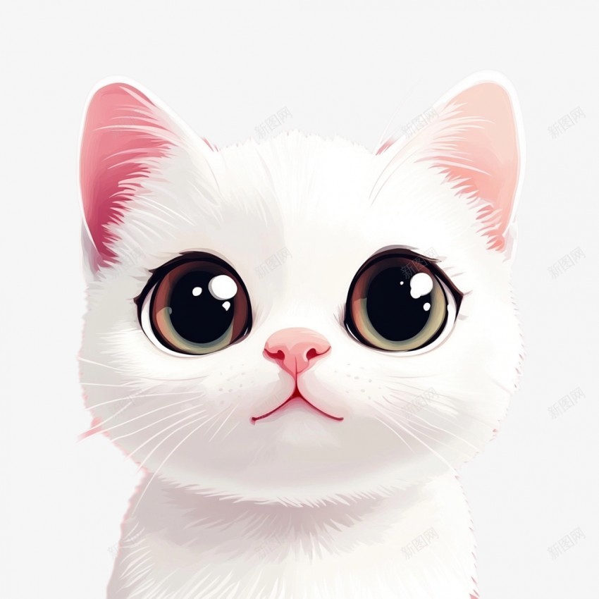 卡通动物小花猫png免抠素材_88icon https://88icon.com 卡通动物 白色 宠物猫 卡通猫  粉色 爱呆萌 小猫 猫咪 装饰