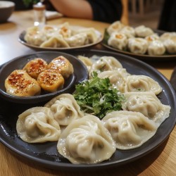 水煮青菜美食饺子高清图片