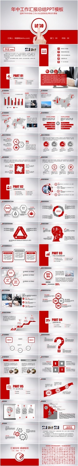 高档PPT设计年中工作汇报总结通用PPT模板