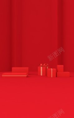 礼盒红色背景750x1200背背景
