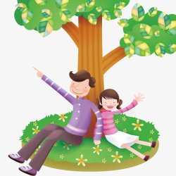 父女父亲节父爱父亲与女孩童年小女孩感恩插画卡通手绘素材