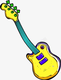 手绘乐器吉他插画素材