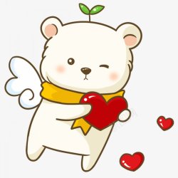 卡通动物抱着红色爱心的小熊装饰图素材