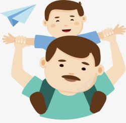 父子父亲与儿子男孩子插画卡通手绘点技能di素材