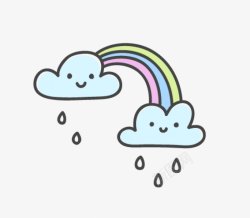 卡通手绘精美的彩虹雨插画素材