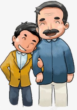 父子父亲与儿子男孩子插画卡通手绘点技能di素材