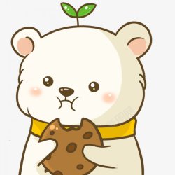 卡通动物吃着巧克力面包的小熊装饰图素材