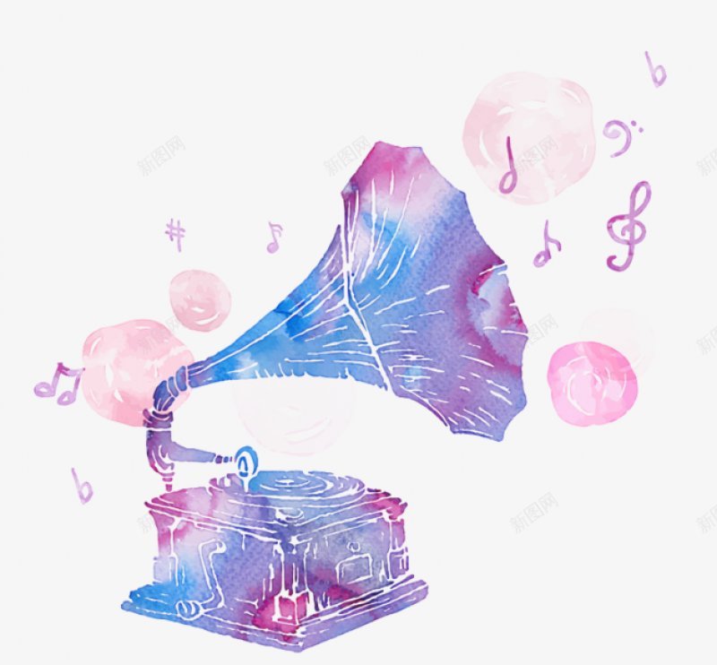水彩扬声器喇叭绘画图案装饰png免抠素材_88icon https://88icon.com 放音装置 留声机 乐器 古典 手绘 扬声器 喇叭 复古 水彩 绘画 音乐 音符 乐器元素 电商 水彩背景 背景