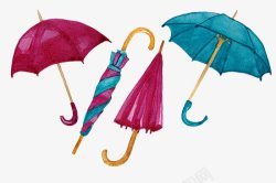 水彩手绘雨伞剪贴画手绘彩绘水彩插画素材