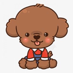人性插画手绘可爱的棕色小狗卡通动物插画高清图片