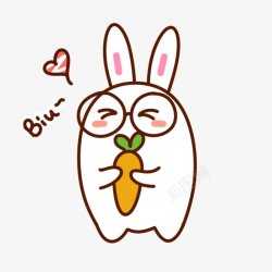 人性插画送萝卜的小白兔卡通动物插画高清图片