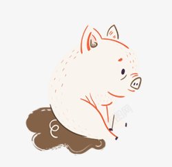 手绘可爱小猪插画图手绘彩绘水彩插画素材