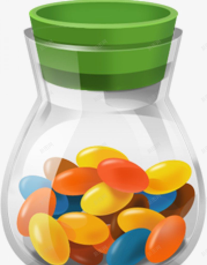 卡通手绘一瓶五颜六色的果冻豆png免抠素材_88icon https://88icon.com 甜点  甜蜜的 蓝色的   红色的 瓶子 食物 绿色 各种各样的 糖果