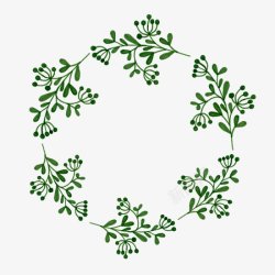 清新圆形绿叶花环装饰图素材