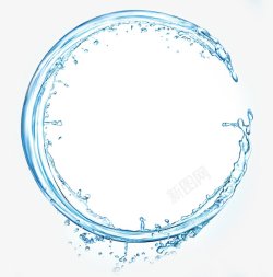 手绘蓝色的冰水圆环插图素材