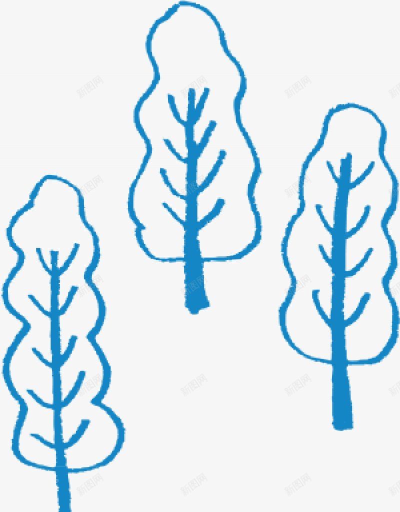 卡通三棵蓝色树彩笔绘画图png免抠素材_88icon https://88icon.com  水彩画 手绘漫画 蓝色树木 森林系 卡通 涂鸦 创意的 绘画装饰  篮彩画   插图  