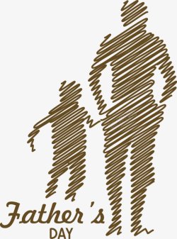 父子父亲与儿子男孩子插画卡通手绘点技能di素材