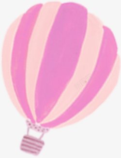 水彩红粉线条仿真热气球插画图素材