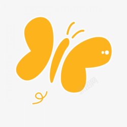 卡通金黄色蝴蝶装饰图素材