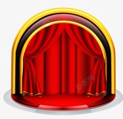 红色舞台金饰幕布背景元素素材