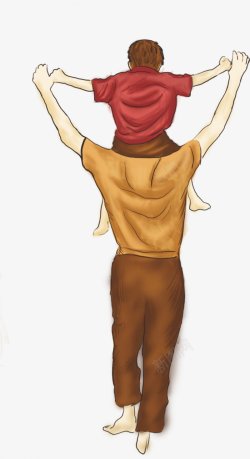 父子父亲与儿子男孩子插画卡通手绘点技能di素材