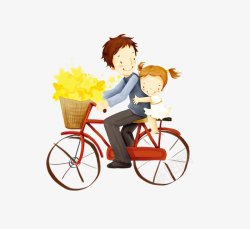 父女父亲节父爱父亲与女孩童年小女孩感恩插画卡通手绘素材