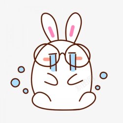 悲伤的小白兔卡通动物插画素材