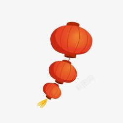 手绘中国风红色祥云灯笼装饰图素材