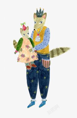 父女父亲节父爱父亲与女孩童年小女孩感恩插画卡通手绘素材