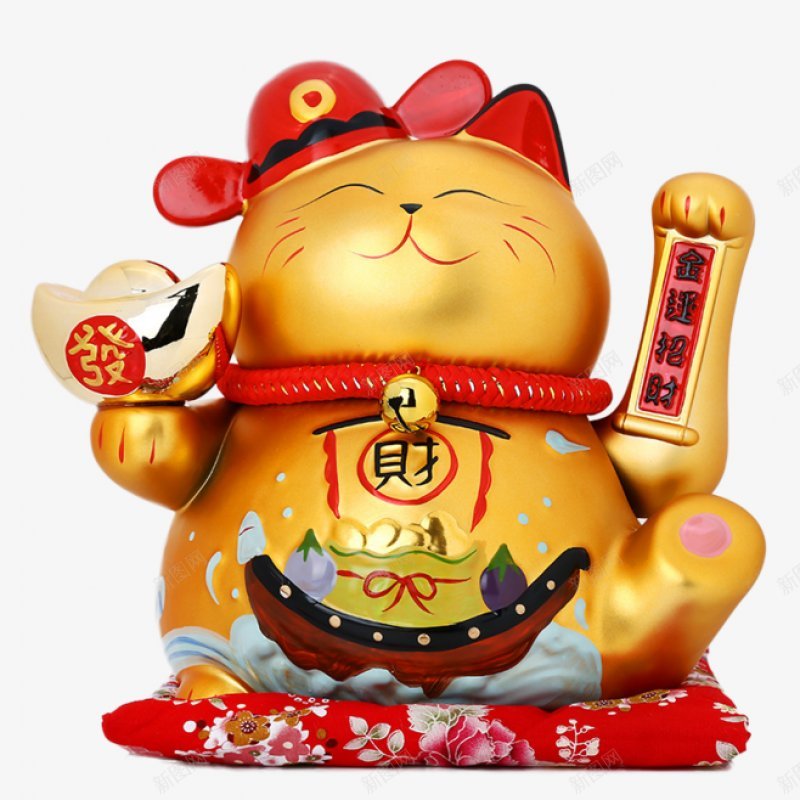 金色招财猫招财进宝春节喜庆装饰png免抠素材_88icon https://88icon.com 招财猫 招财进宝 春节 红火 透明 金色 喜庆 节日 装饰
