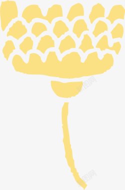 手绘水彩画植物黄色印花装饰图素材