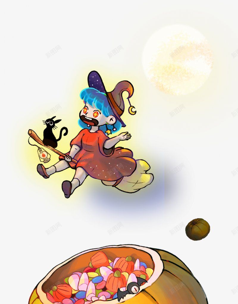 万圣节巫婆南瓜月亮动漫插画抠脚抠图png免抠素材_88icon https://88icon.com 万圣节 动漫插画 南瓜 巫婆 抠脚抠图 月亮